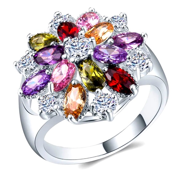 Multicolour flower ring - Picture 1 of 5